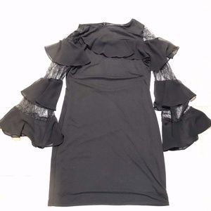 WHITE HOUSE BLACK MARKET BLACK RUFFLE DRESS